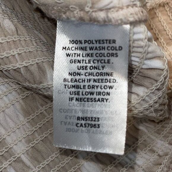 Halogen Womens‎ Square Neck Variegated Smocked Puff Sleeve Blouse Tan Medium NWT - Picture 5 of 7